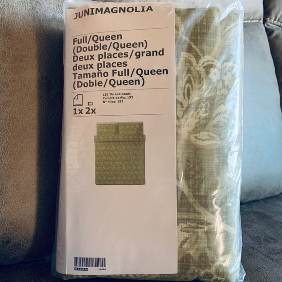 IKEA Olive Green Floral Duvet Cover Set - Picture 3 of 5